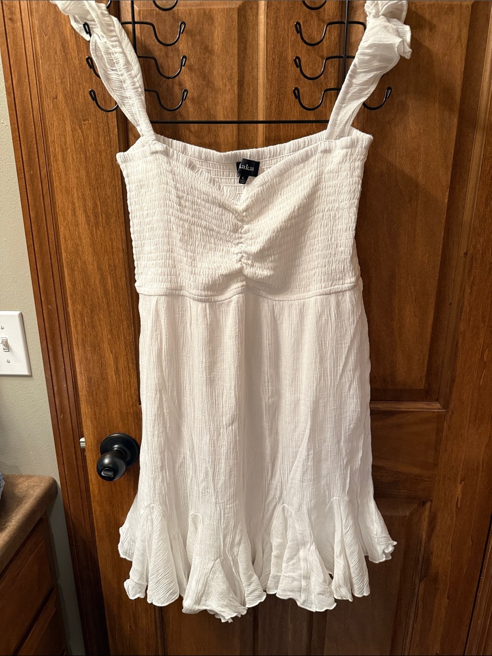 Lulu's White Ruffle-Hem Smocked Mini Dress